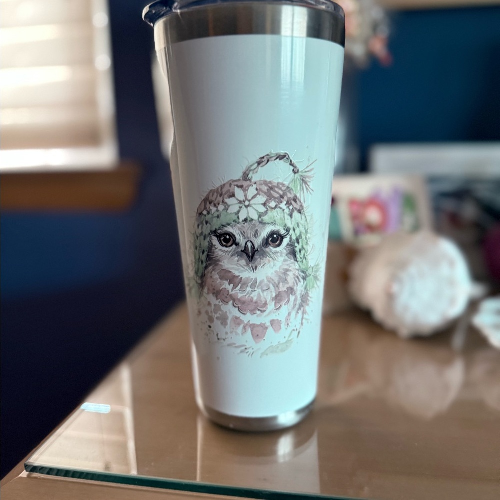 Owl stainless steel tumbler with sip lid